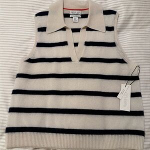 Rachel Zoe Women’s Striped Sweater Vest - Black and Cream